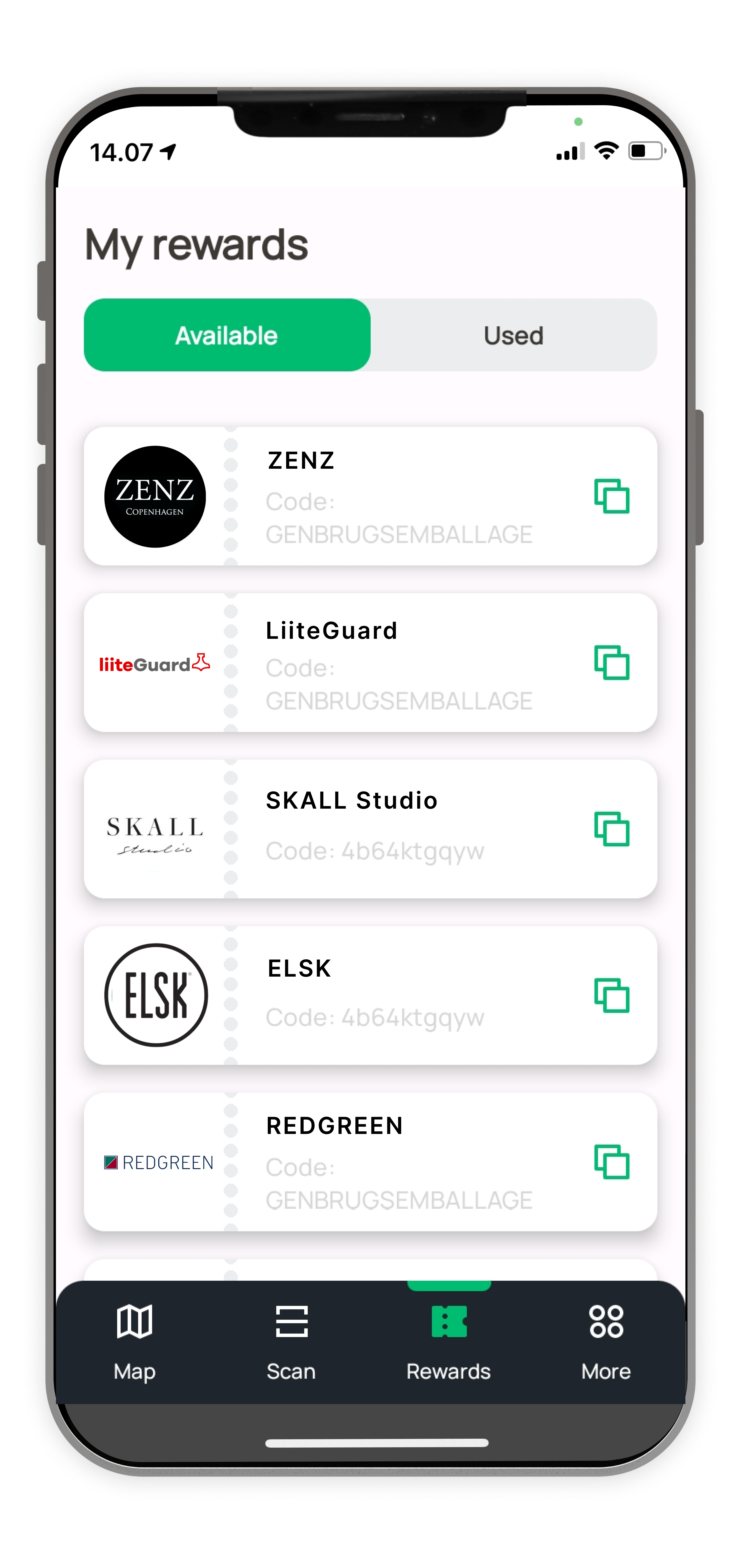 RE-ZIP rewards screen